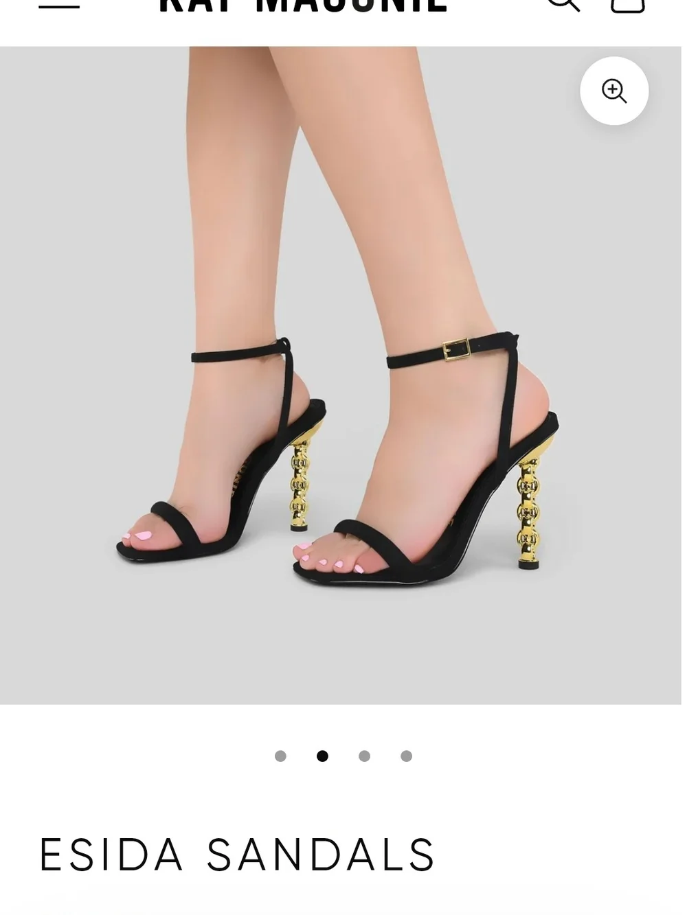 Kat Maconie Black Suede Sandals with Gold Sculpted Heel